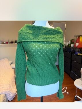 Jacob Green Off-the-Shoulder Knit Sweater